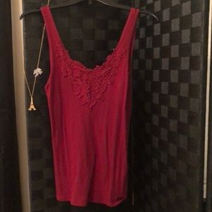 Burgundy Hollister camisole with lace design